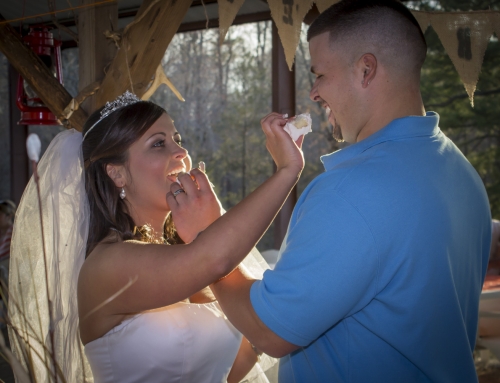 Bride and Groom With Cake